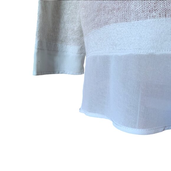 CONTEMPORAINE - Gray Top V neck - touch of mohair semi Sheer sweater - large - Picture 3 of 13